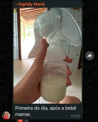 Print de aluna: extração após a mamada